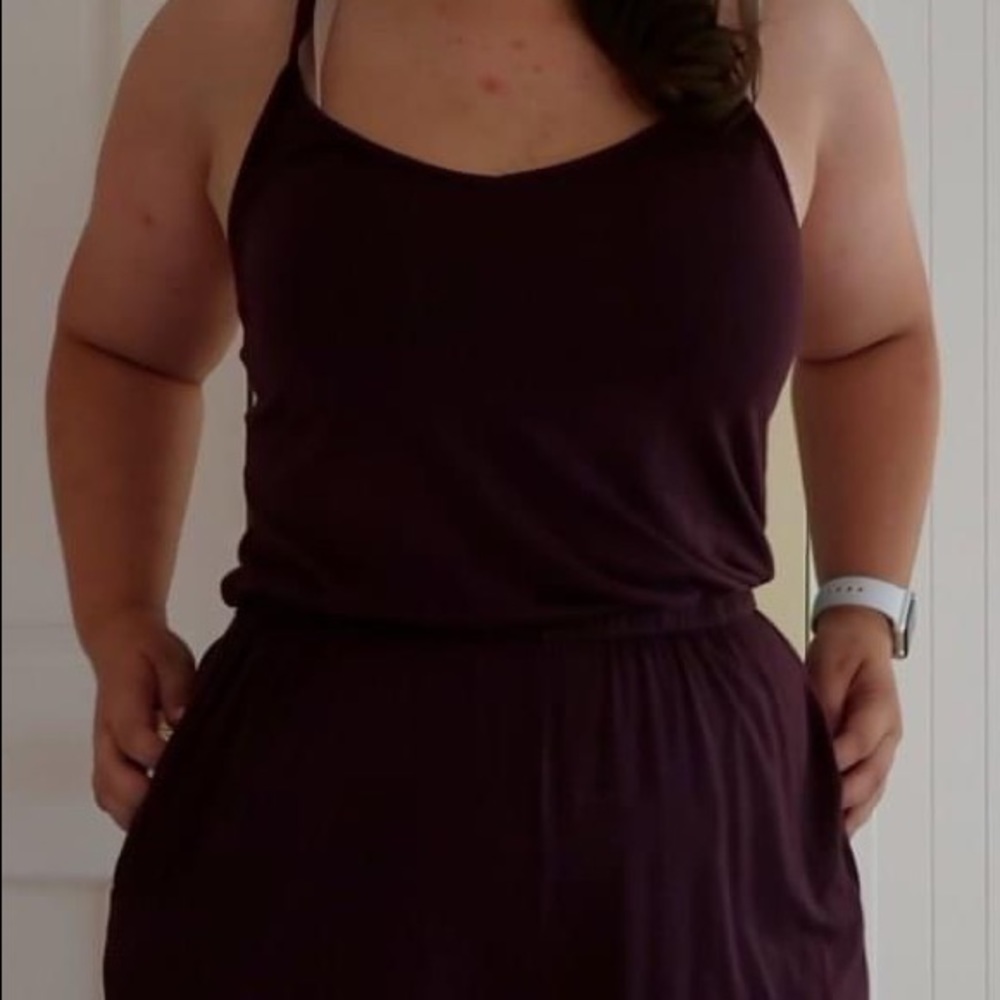 AEO soft and sexy plum strappy romper